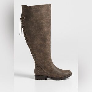 Maurices | Layla Wide Calf Distressed Faux Leather Lace Up Boot